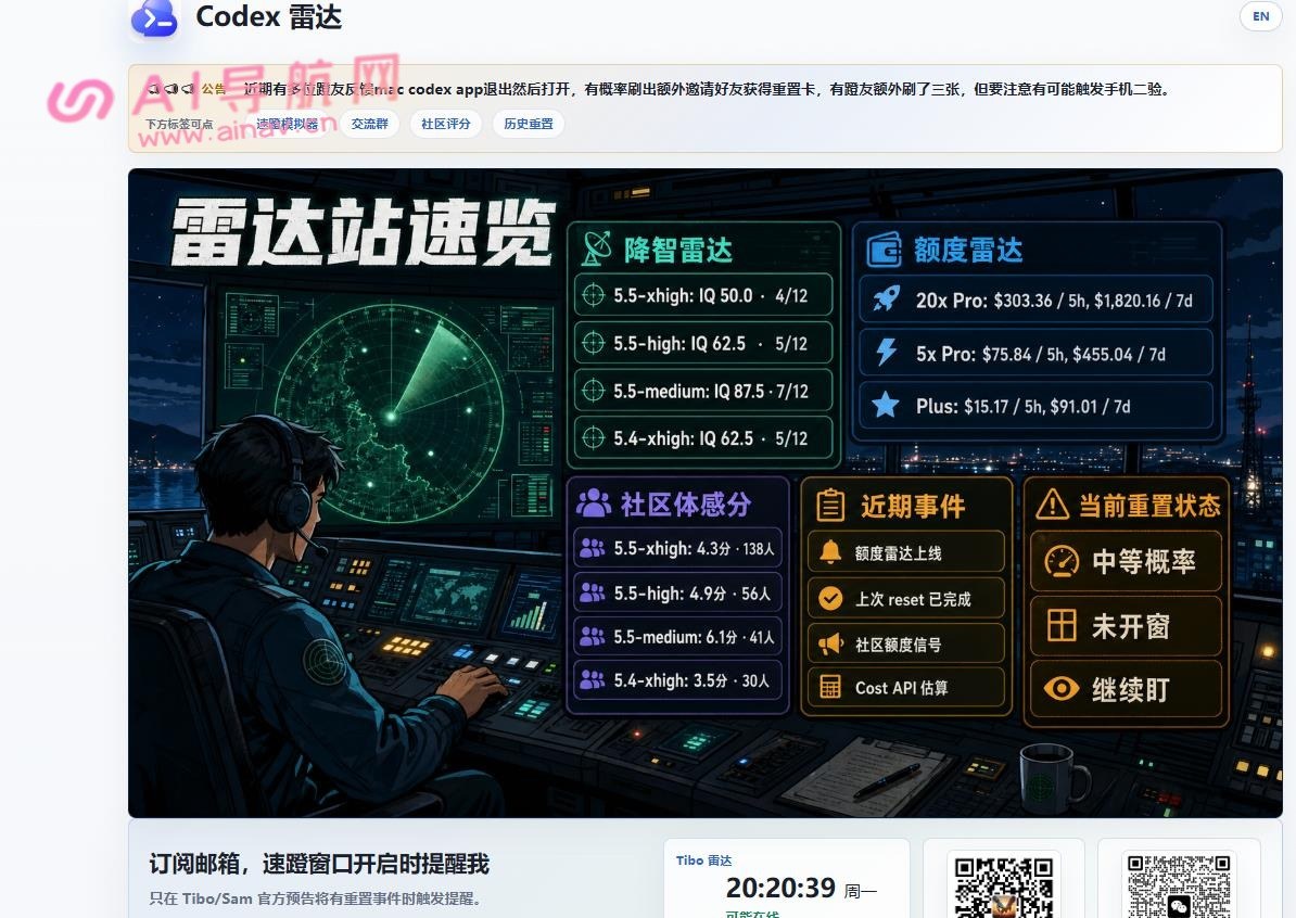 Codex雷达 - Codex额度监控与降智追踪平台