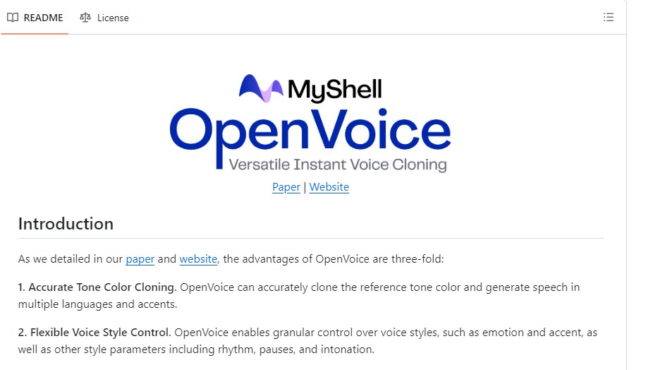 OpenVoice - myshell ai 开源的一款语音克隆工具。