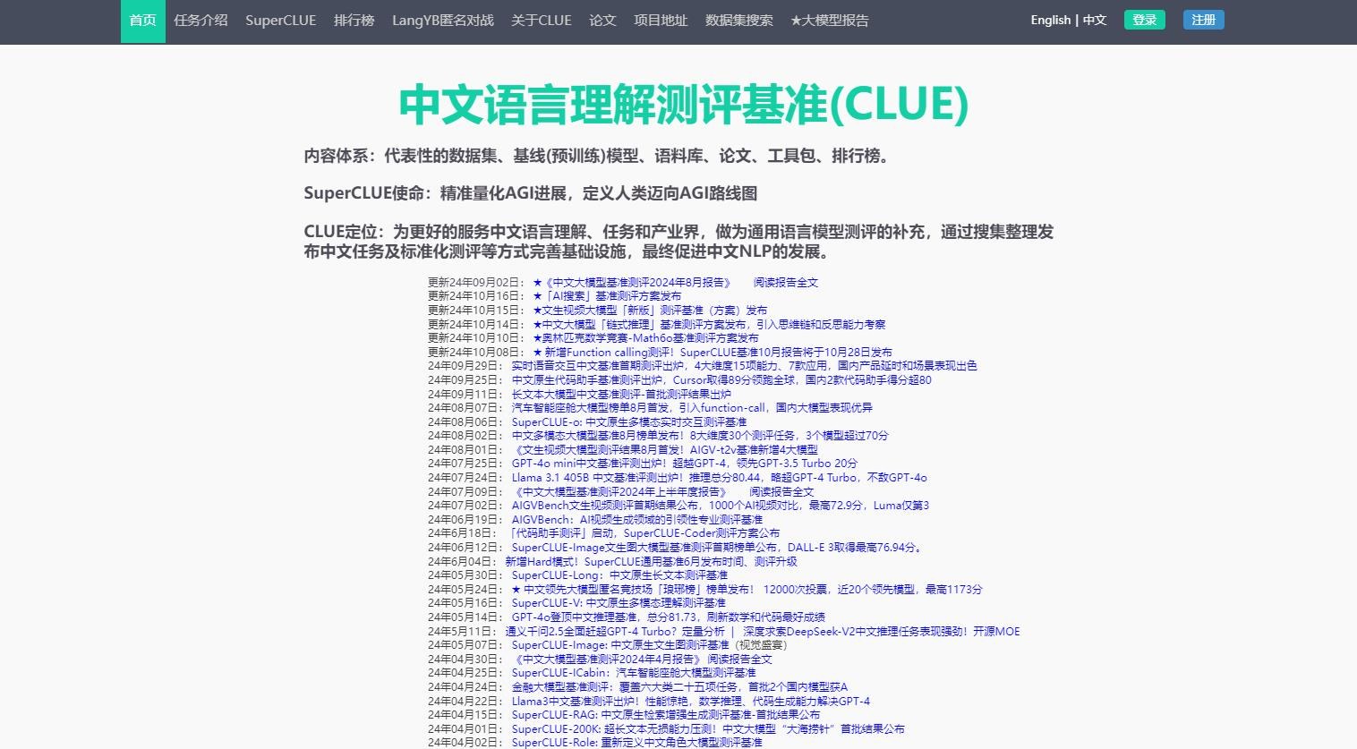 CLUE中文语言理解基准测评产品截图